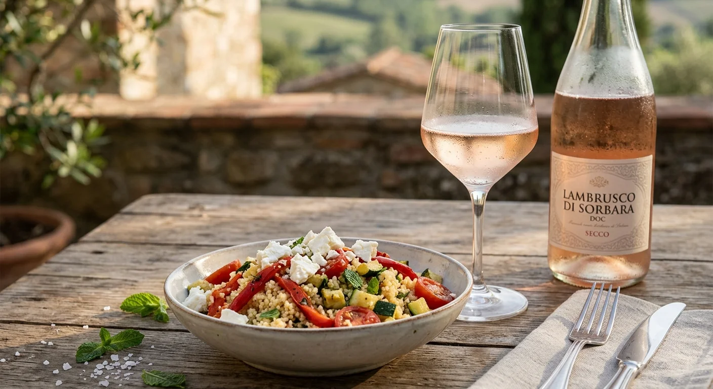 Couscous di verdure e feta abbinato a Lambrusco di Sorbara DOC — Radici e Bicchiere